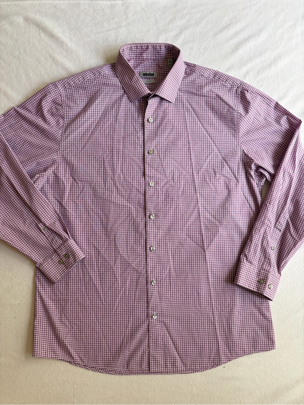 Unlisted by Kenneth Cole Slim Fit Dress Shirt Purple Gingham Mens Large